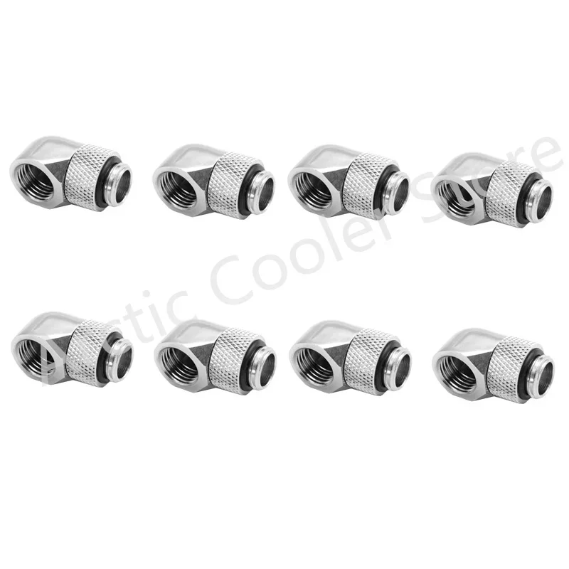 90 °   Conector giratorio refrigerado por agua, Kit de montaje giratorio de rosca G1/4, adaptador para refrigeración por agua de PC, plata/negro/dorado/blanco - imagen 2