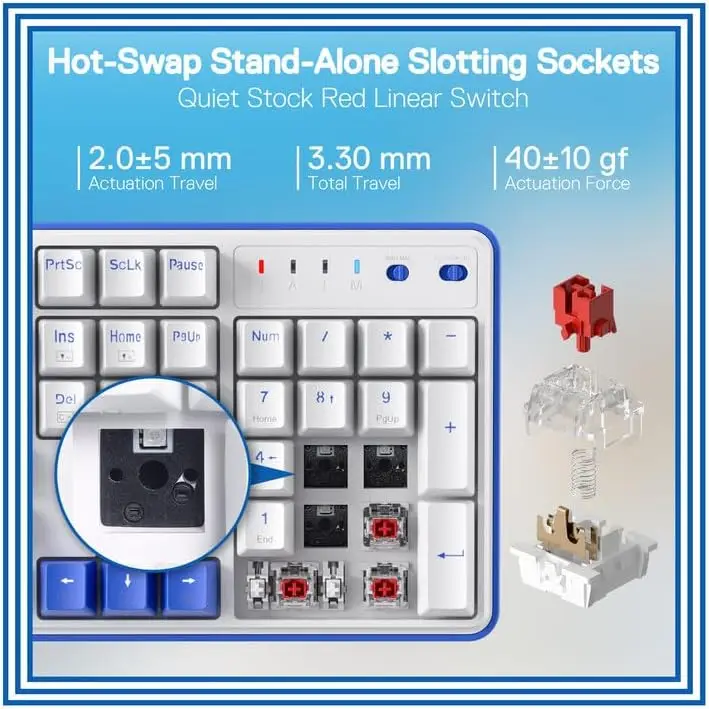 Redragon-teclado inalámbrico K685 PRO para juegos, teclado RGB con junta de 104 teclas, 3 modos, 3 modos, diseño 100%, interruptor mecánico rojo de intercambio en caliente - imagen 2