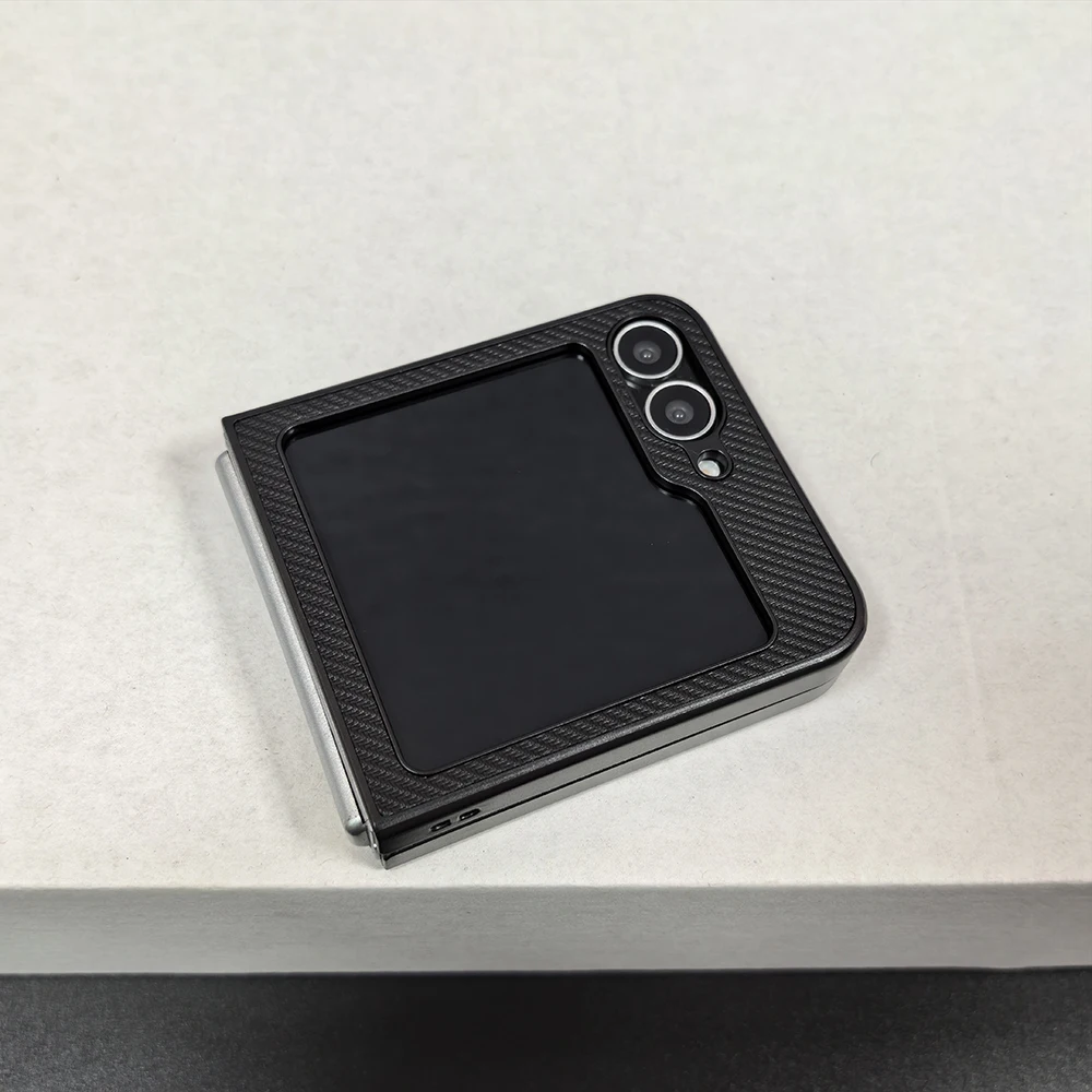 Para Samsung Galaxy Z Flip 3 4 5 6 7 funda acabado mate textura de patrón de fibra de carbono cubierta de teléfono a prueba de golpes - imagen 2