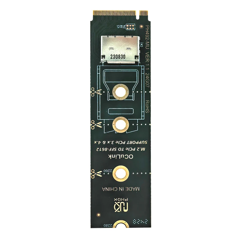 Tarjeta elevadora NVME a OCulink 2230-2280 M.2 PCIe X4 M Key a SFF-8612 Adaptador hembra Convertidor compatible con PCIe 3,0/4,0 para U.2 U.3 SSD - imagen 3