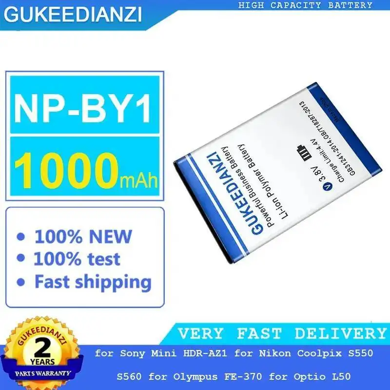 NP-BY1 para Sony Mini Hdr-AZ1 para Nikon Coolpix S550 S560 para Olympus FE-370 para Optio L50 batería de cámara de larga duración 1000Mah