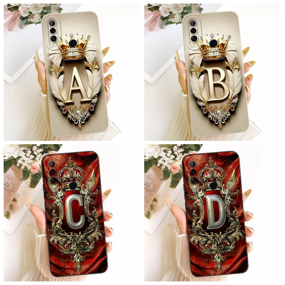 Para Huawei Y6p 2020 Funda MED-LX9N ART-L29 moda A Z letras protección de cámara Funda de silicona suave para Huawei Y7p ART-L28 Funda