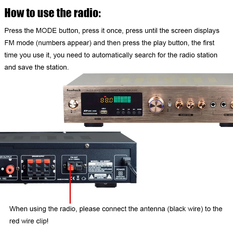 Amplificador Potencia Bluetooth USB FM con Mando a Distancia - imagen 2