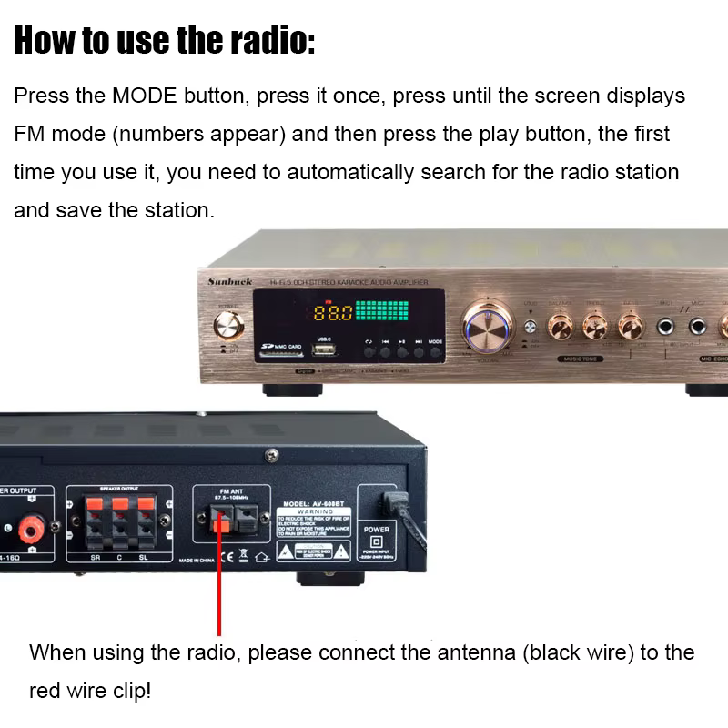 Amplificador Potencia Bluetooth USB FM con Mando a Distancia - imagen 2