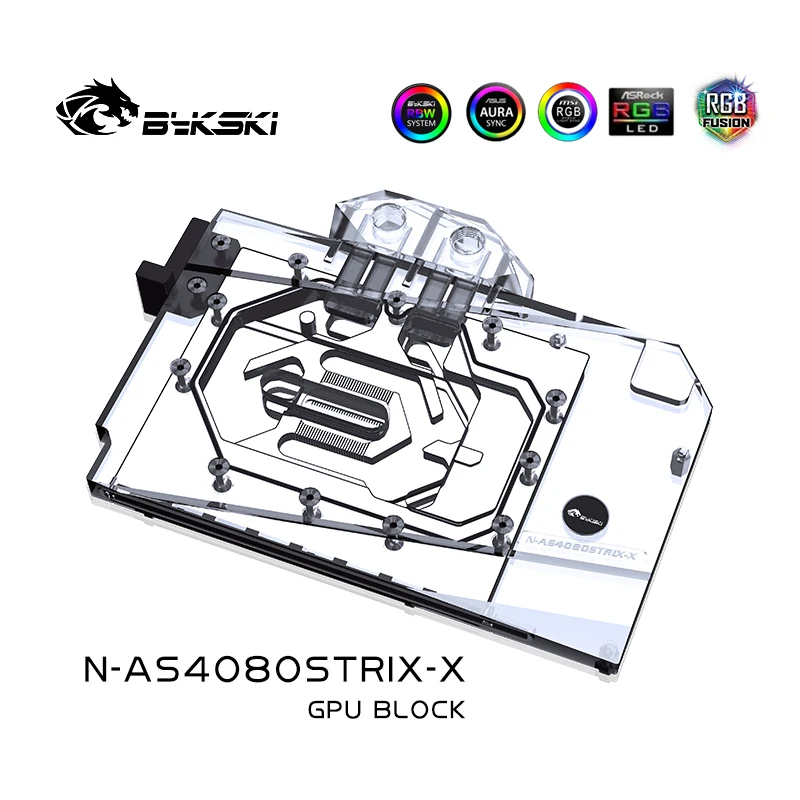 Bykski-bloque de agua para ASUS GeForce RTX 4080 ROG STRIX / TUF GAMING, tarjeta GPU/radiador de refrigeración de cobre, sincronización RGB/N-AS4080STRIX-X - imagen 4