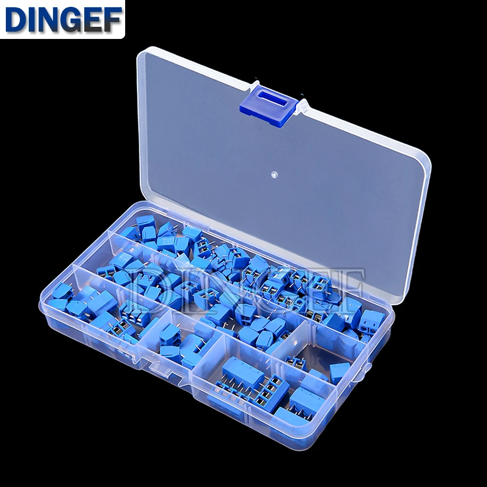 100 Uds PCB conector de bloque de terminales de tornillo KF301 paso 5,0 MM 2P 3P 4P caja de Kit empalmable KF301-2 azul KF301-2P KF301-3P KF-301 - imagen 3