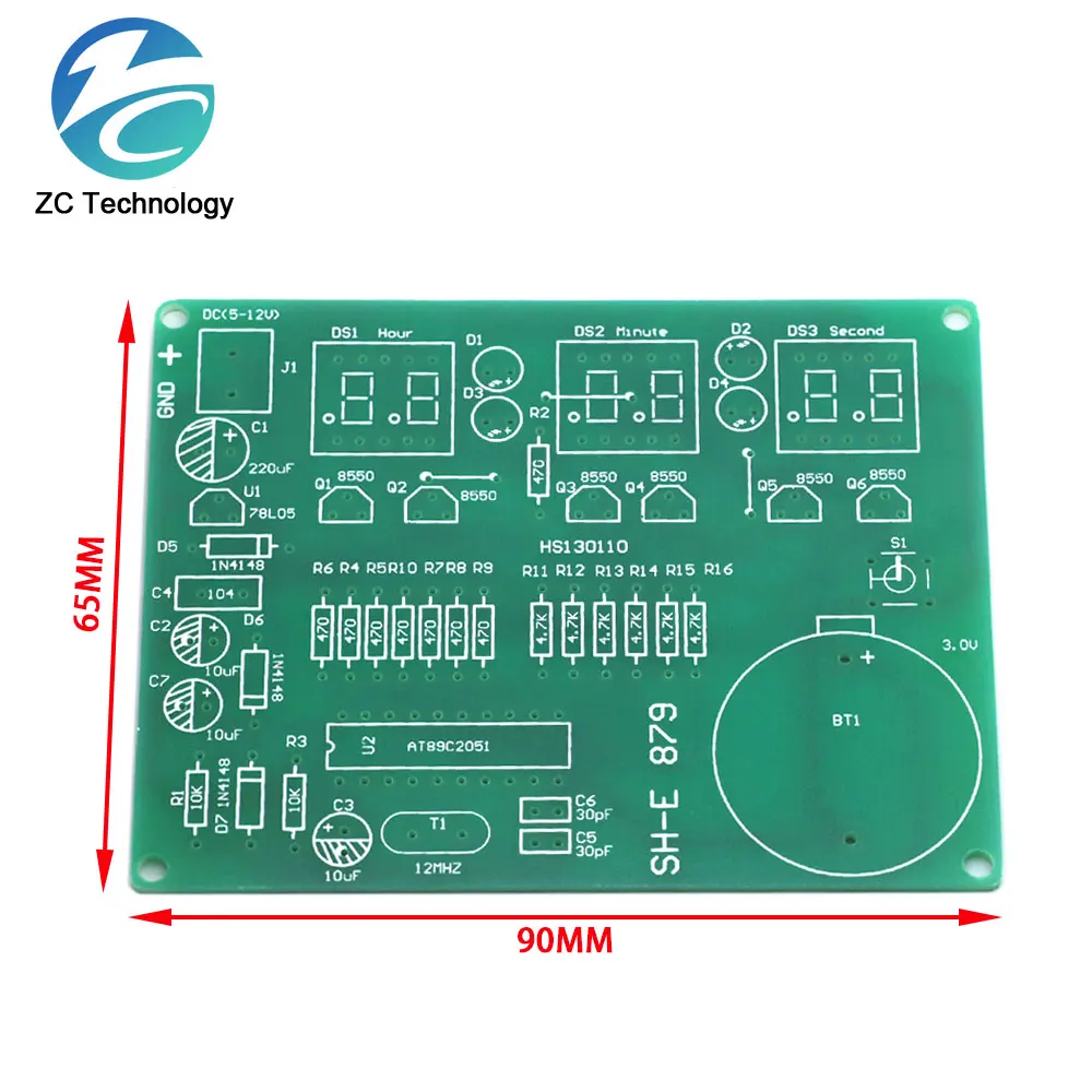 Kits de bricolaje AT89C2051 reloj electrónico, tubo Digital, pantalla LED, Suite, módulo electrónico, piezas y componentes, DC 9V - 12V - imagen 5