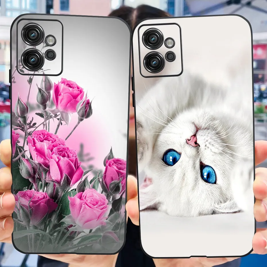 Para Motorola Moto G32 funda moda flor gato pintado suave silicona TPU contraportada para MOTO G32 4G Motog32 parachoques de teléfono
