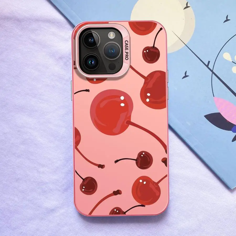 Hermoso patrón de cereza funda trasera de teléfono para iPhone 14 13 16 17 Pro Max 12 XR 16e 17Air XS 15 Plus 11 - imagen 3