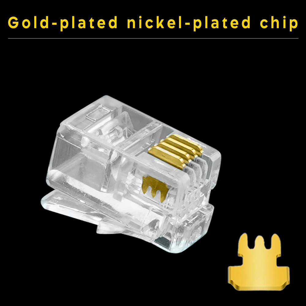 COMNEN RJ9 conector de teléfono Modular 4P4C RJ9 conector de teléfono 26AWG cables telefónicos para teléfono cable de auricular máquina POS - imagen 5