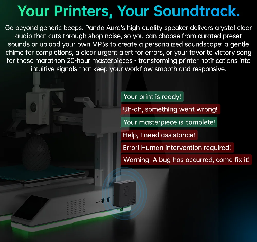 BIQU Panda Aura espectáculo de luz RGB y sonido personalizable indicador de estado de la impresora alertas de luz de sonido para Bambu Lab A1 A1 MINI - imagen 5