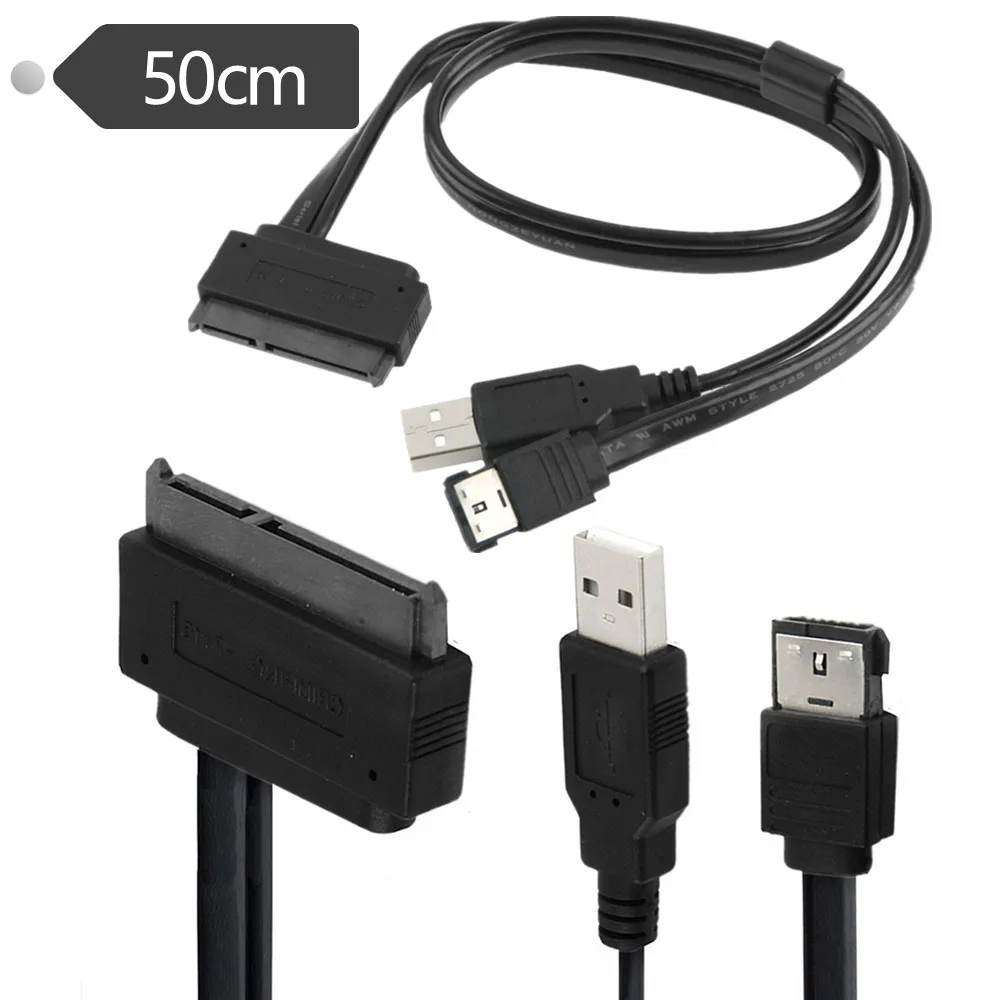 Unidad de disco duro SATA de 50cm, 22 pines a datos ESATA, Cable adaptador alimentado por USB, convertidor para controlador HDD y portátil