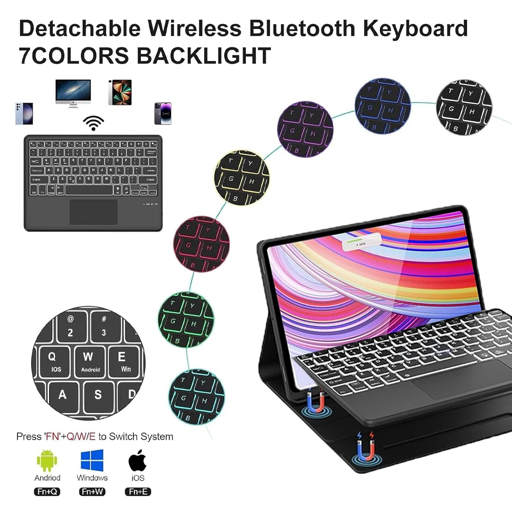 Funda para Xiaomi POCO Pad 12,1 pulgadas 2024, funda desmontable para teclado Bluetooth Redmi Pad Pro 12,1 pulgadas - imagen 5