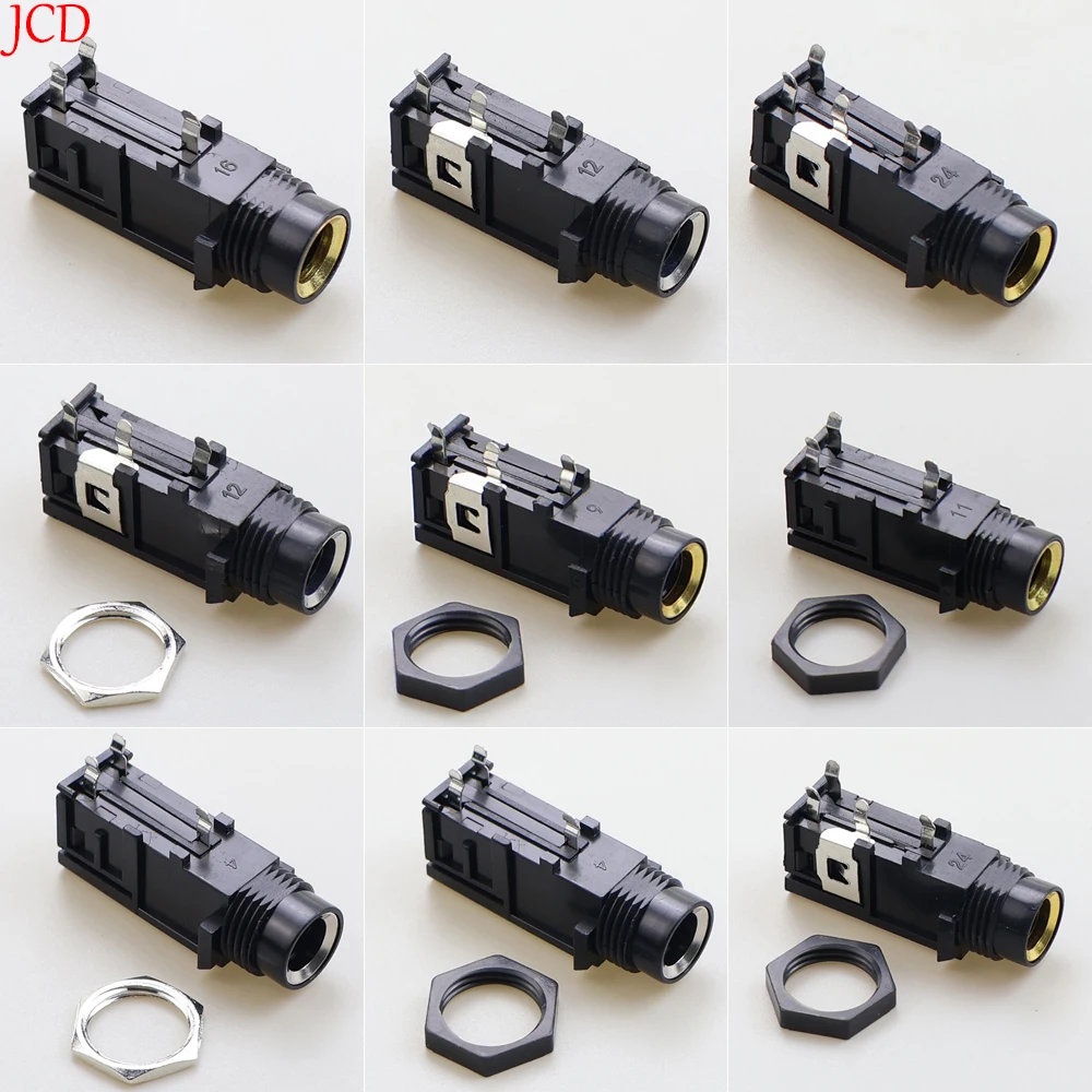 DIY 6,35mm 6,5mm Jack chapado en oro 3/4Pin estéreo de doble canal micrófono tuerca 6,35 conector Jack recto de Audio - imagen 2