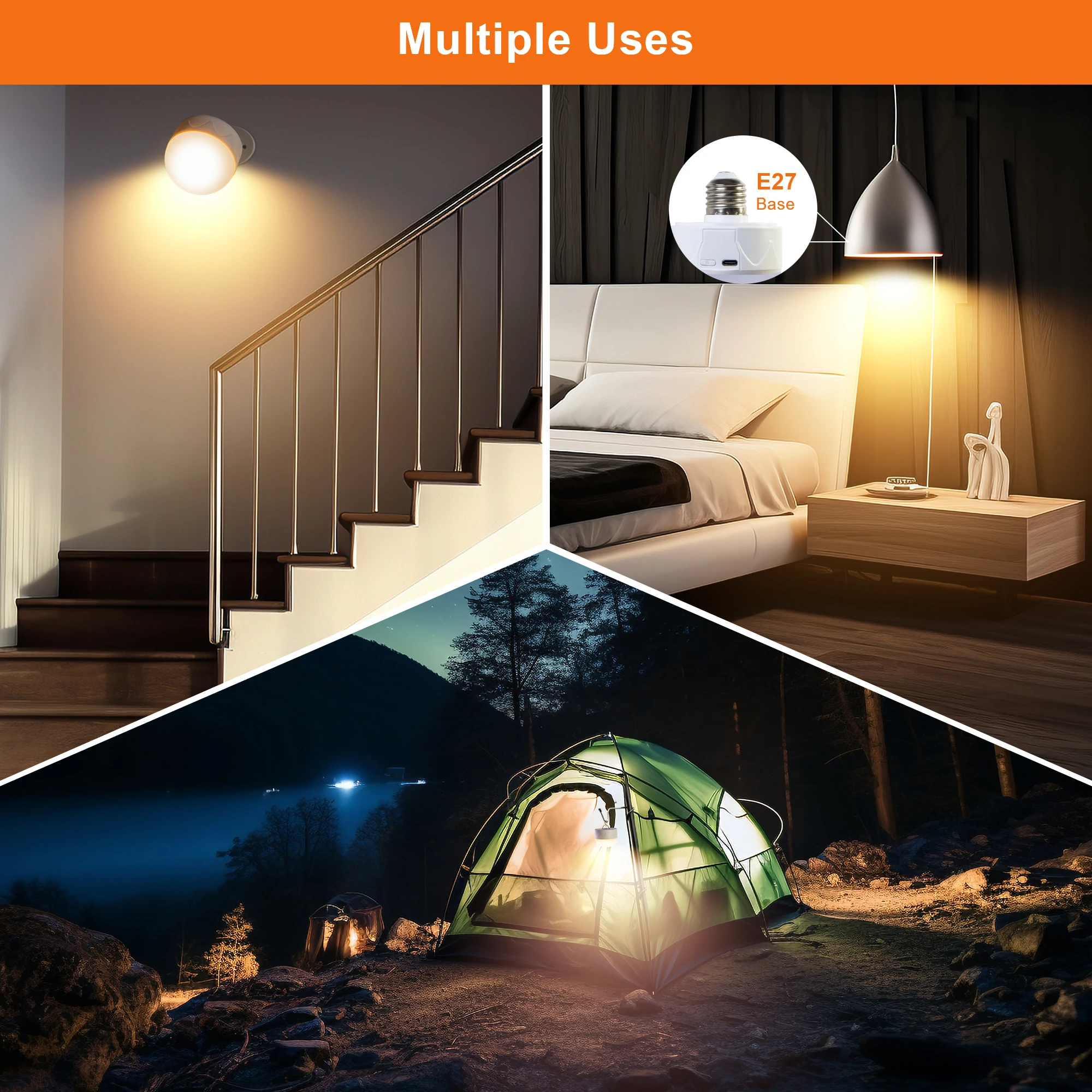 Un collage de una habitación de tienda y una escalera