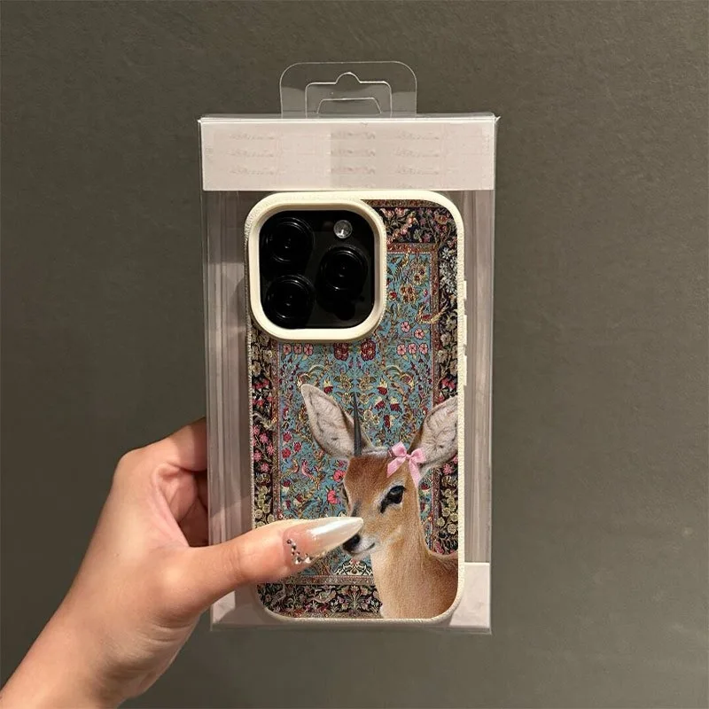 Funda de teléfono con diseño de ciervo Retro azul americano para iPhone 17 16 15 Pro Max 14 Plus 13 12 11 XS XR 16E 17 Air, funda suave a prueba de golpes - imagen 3
