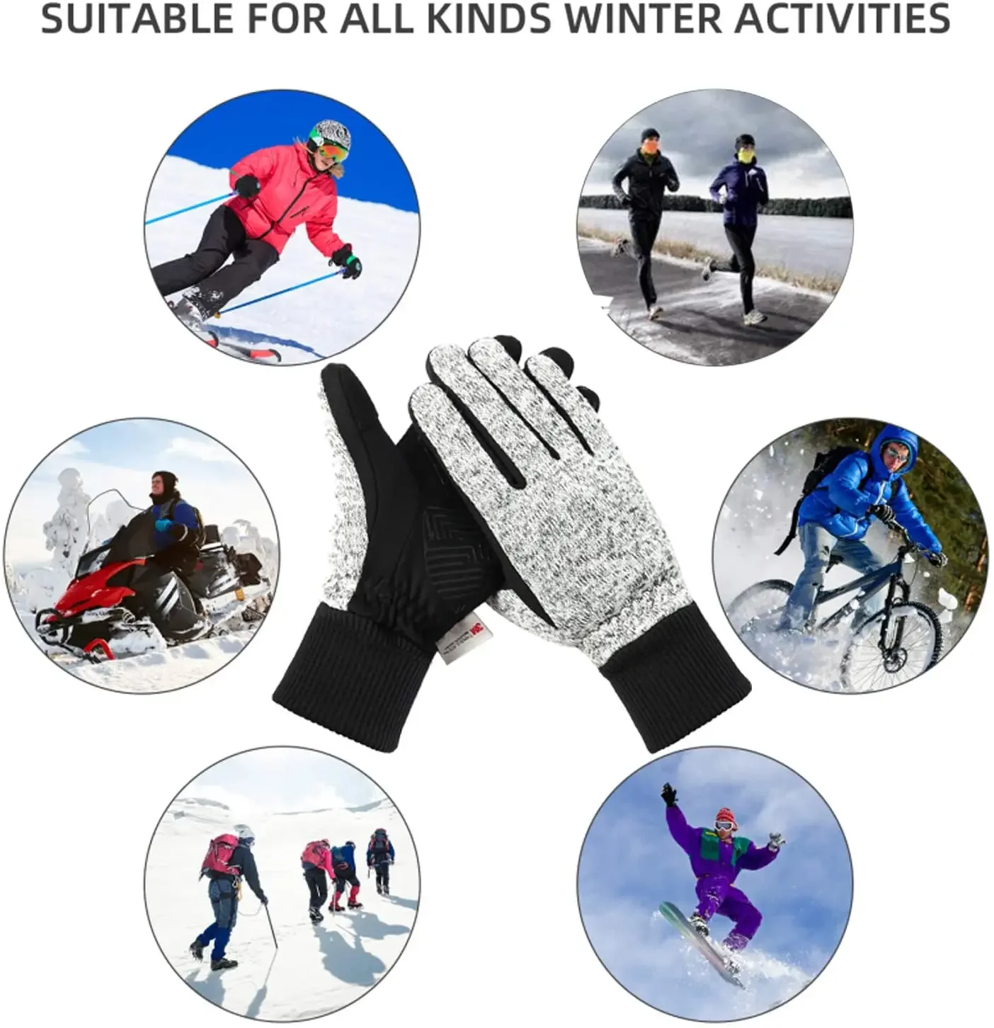 Guantes cálidos para clima frío, guantes para correr, guantes de bicicleta con pantalla táctil para hombres y mujeres, -20 ℉ Guantes Térmicos Thinsulate, Guantes De Invierno - imagen 3
