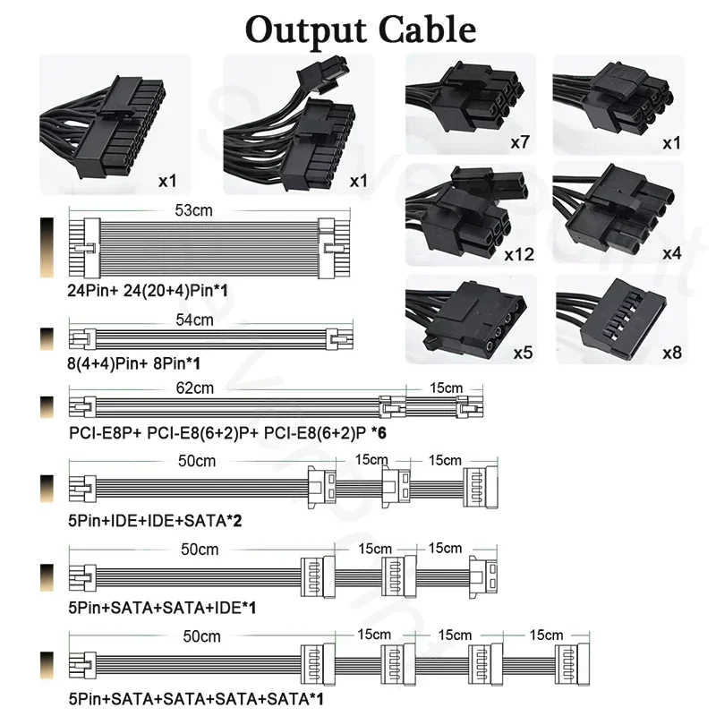 160V-240V ETC RVN ATX PC PSU para máquina de minería BTC módulo completo 1800W 2000W fuente de alimentación de minería compatible con 8 GPU - imagen 4