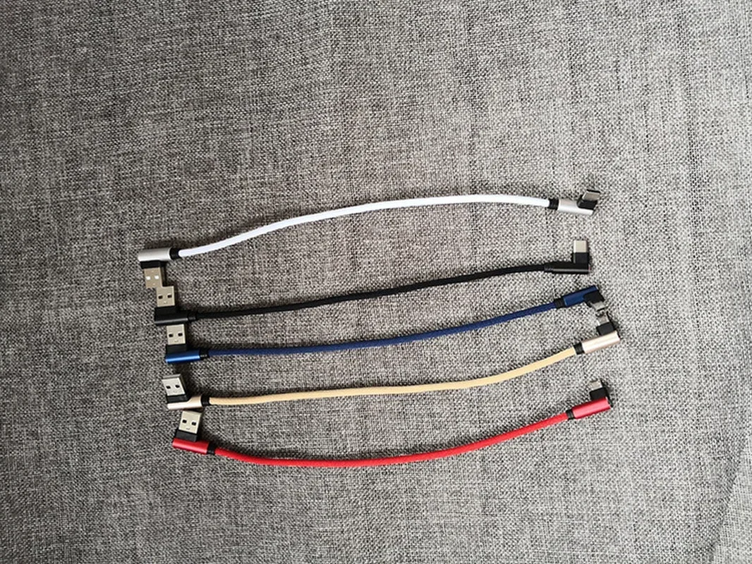 25cm USB a tipo C Cable de carga corto codo 90 grados 2A Cable USB rápido USB C Micro carga - imagen 3