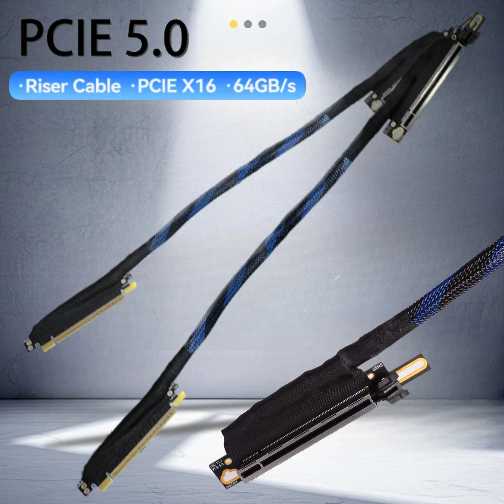 Cable de extensión suave PCIE 5.0 90 ° Cable elevador GPU Gen5 X16 flexible de alta velocidad de ángulo recto, servidor de tarjeta de vídeo, cable de extensión 5090 - imagen 2