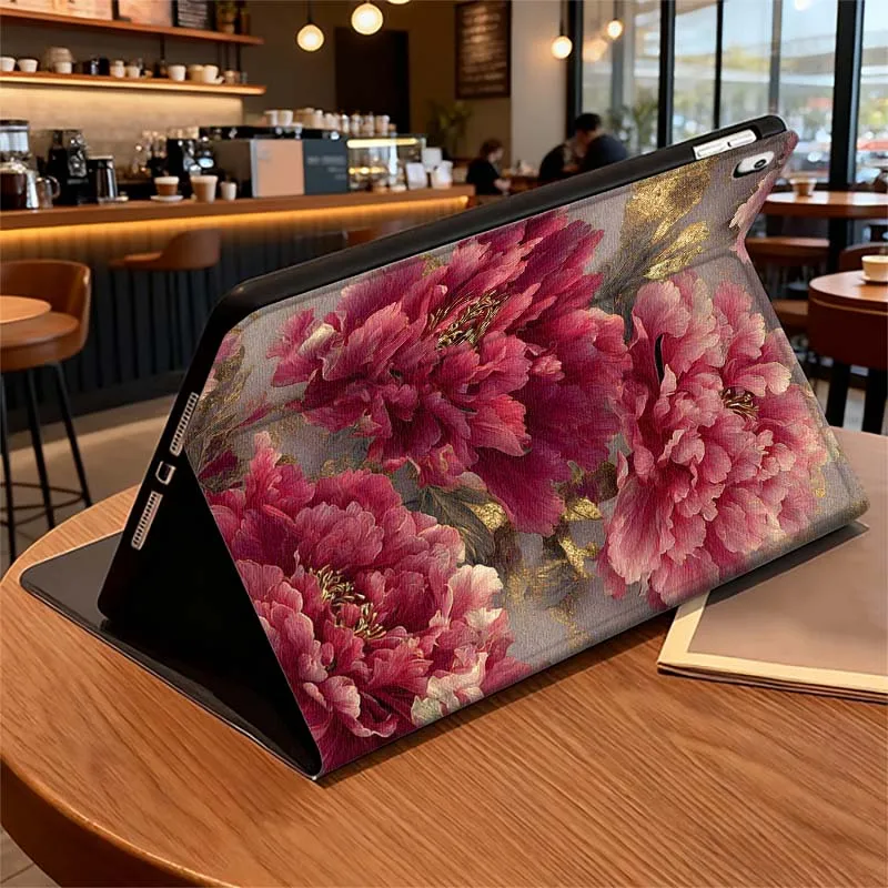 Fundas para tableta con flores carmesí para iPad Pro Air Mini 1, 2, 3, 4, 5, 6, 7, 7, 8, 9, 10, 30, 11, 10,2, 9,7, 10,5, 10,9, 11, 12,9 - imagen 4