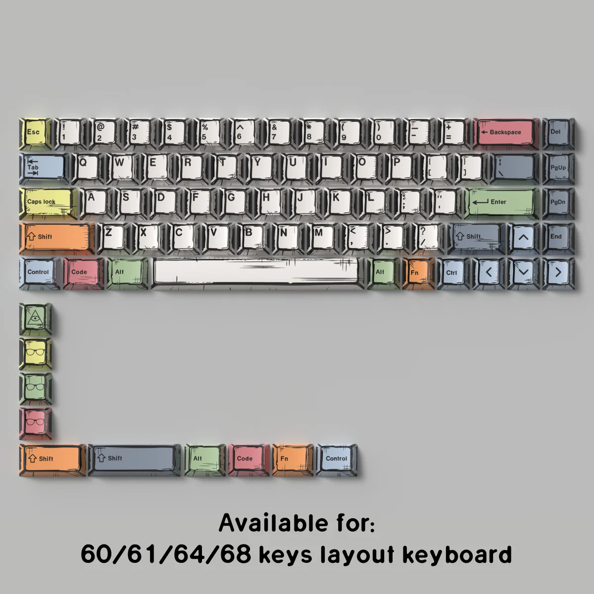 Teclas de lona cómicas PBT Dye Sub Keycaps perfil de cereza para Wooting 60he teclado magnético para juegos Teclado mecánico regalo - imagen 2