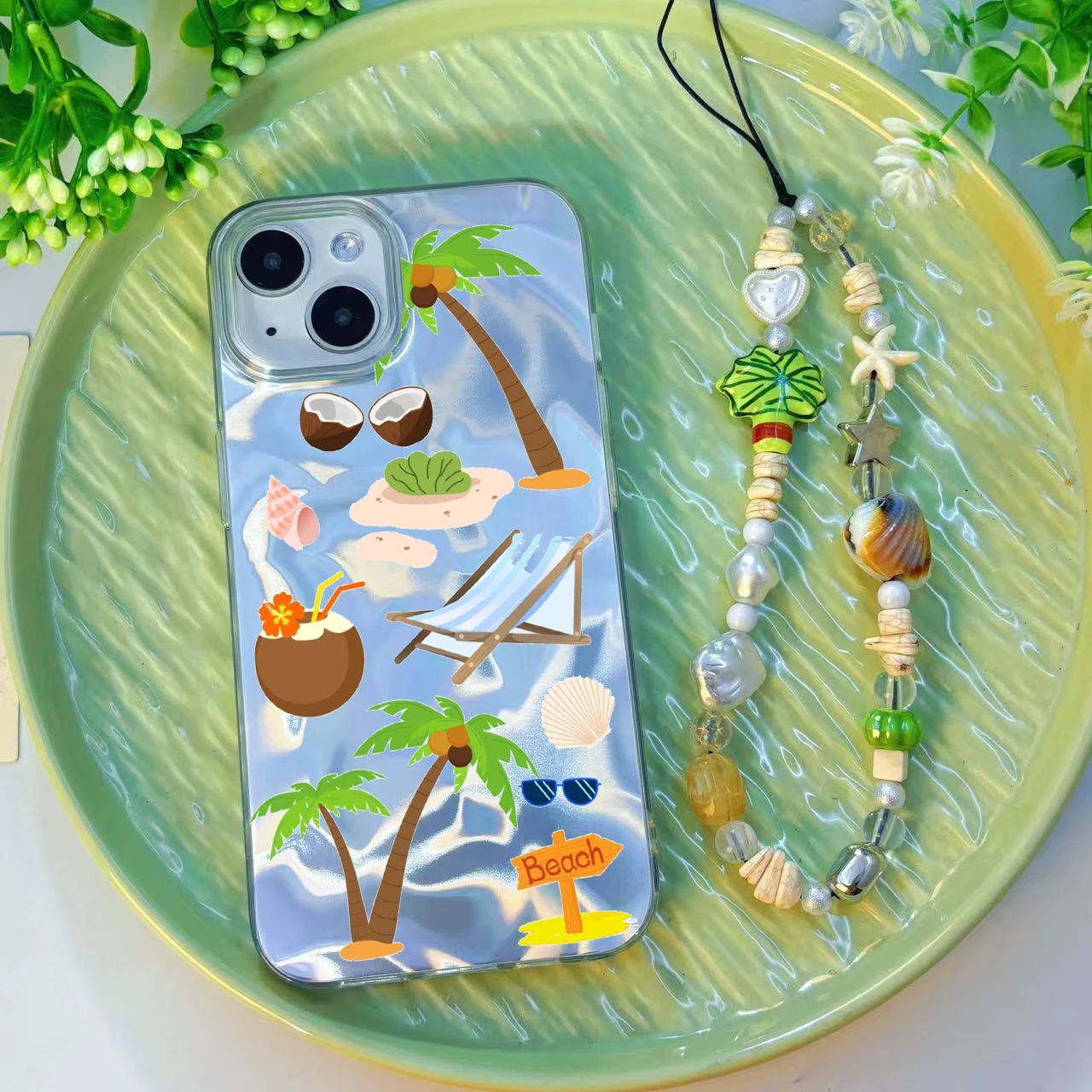 Funda con cadena de amor de árbol de coco hamaca para Samsung Galaxy A56 A54 A55 A34 S25 S24 Ultra S23 S22 Plus S21 S20 FE A34 A26 A16 A15 - imagen 4