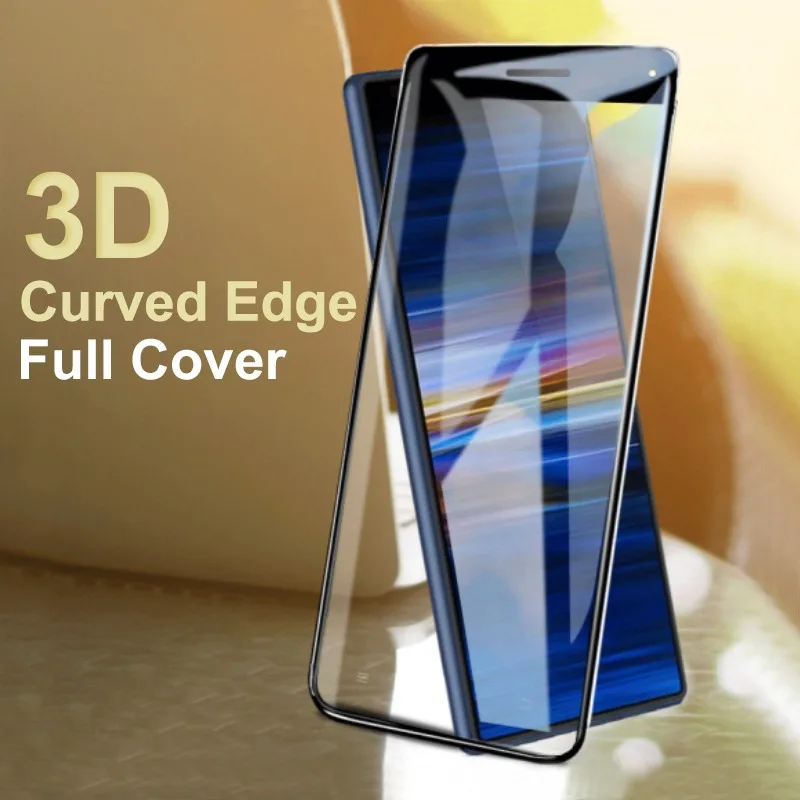Protector de pantalla de cubierta completa curvada 3D para Sony Xperia 10 5 1 III II XZ4 XZ3 XZ2 XZ1 Compact XZ Premium XA2 vidrio Ultra templado