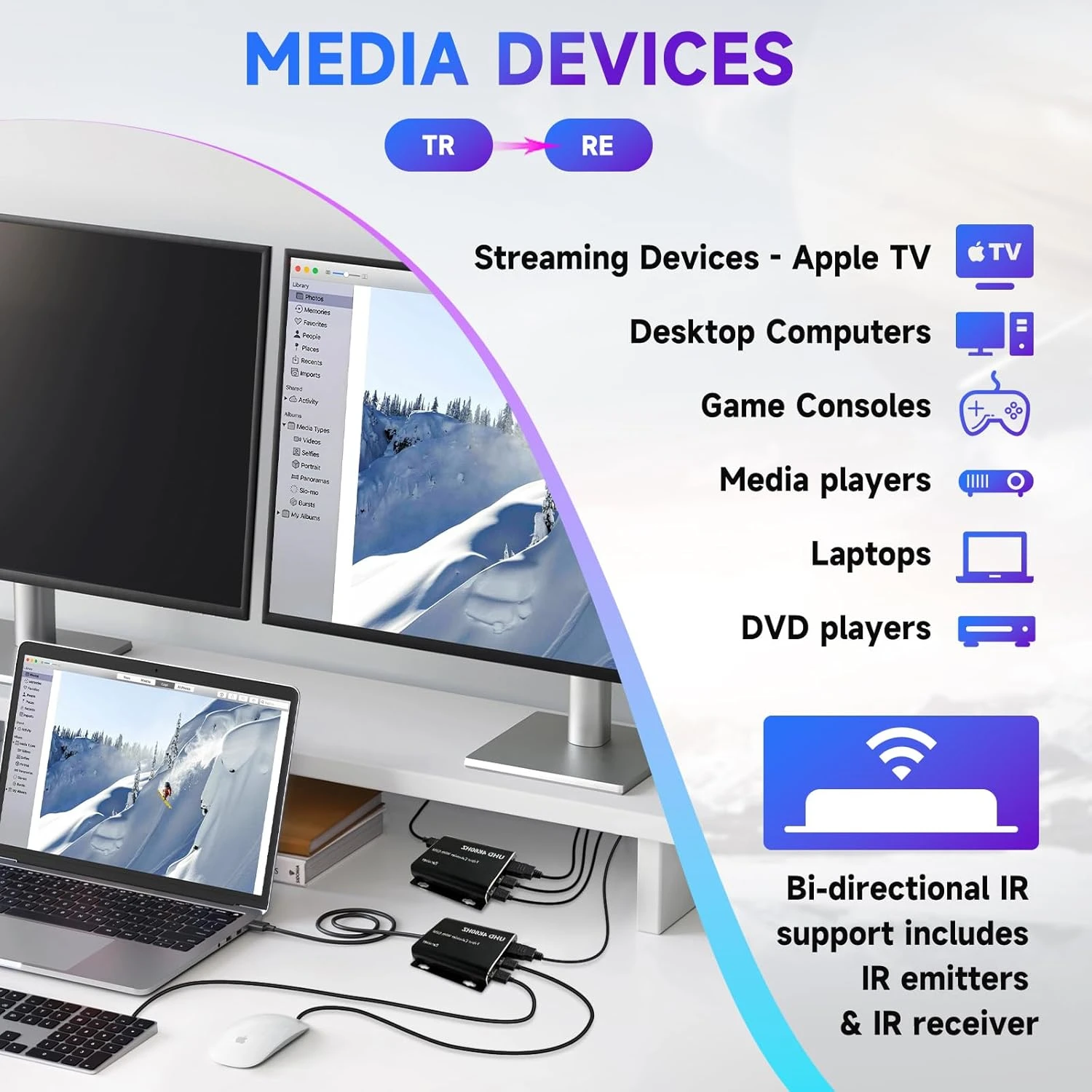 Extensor KVM de fibra HDMI de 20KM, 1080P, 120Hz, 4K, 60Hz, convertidor HDMI sobre fibra óptica, transmisor de vídeo HDMI a fibra óptica para PC y TV - imagen 5
