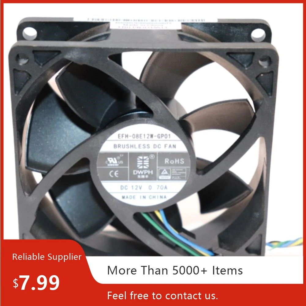 Ventilador de refrigeración hidráulico de 80 mm y 12 V EFH-08E12W-GP01, PWM de 4 cables 0,7 A, para refrigeración de CPU/caja - imagen 2