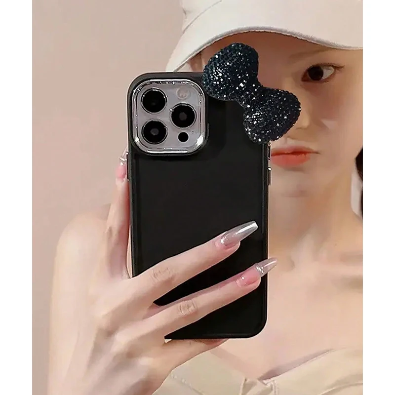 Funda de teléfono de silicona con diseño de lazo de diamantes de imitación de lujo para iPhone 16 11 12 13 14 15 Pro Max X XS XR 7 8 Plus cubierta suave a prueba de golpes - imagen 2