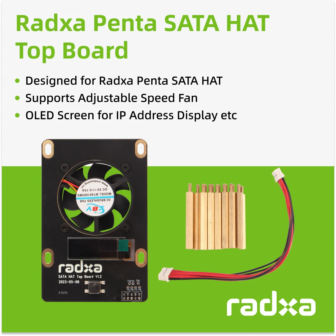 Placa superior Radxa Penta SATA HAT, diseñada para Radxa Penta SATA HAT