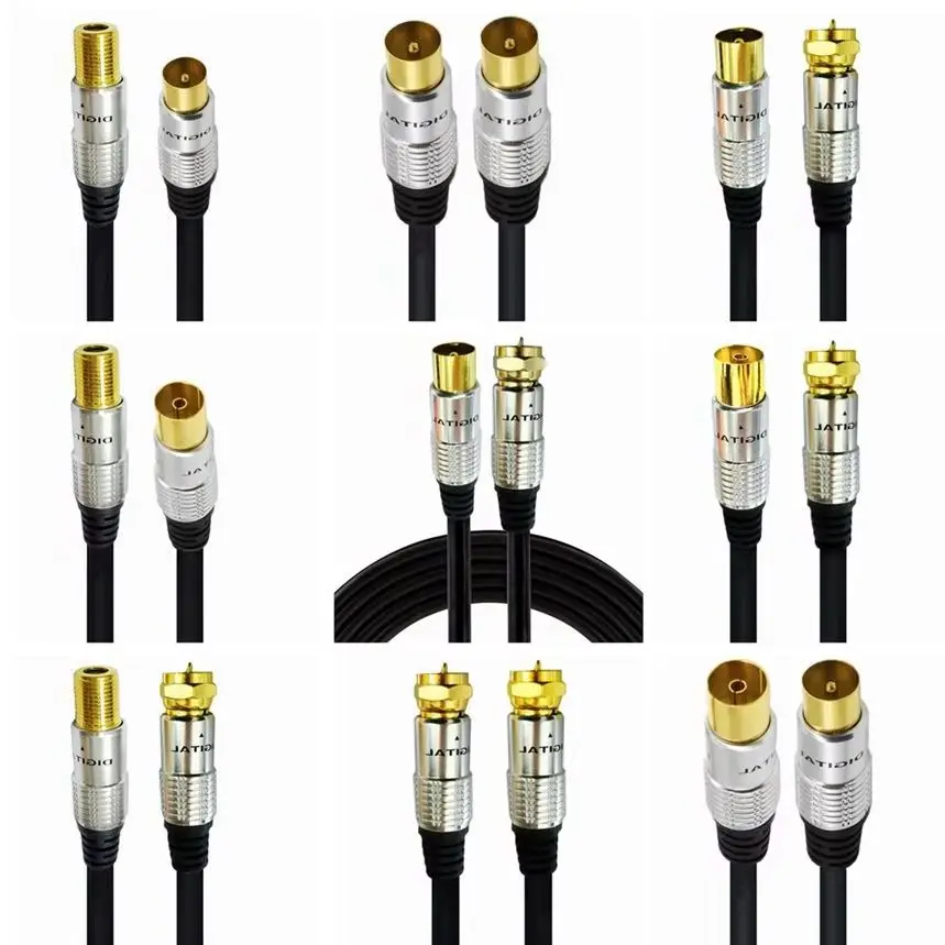 TV 9,5 mm macho a tipo F macho y hembra cable de antena satelital de TV coaxial 0,3 m 1,5 m 2 m 3 m 5 m