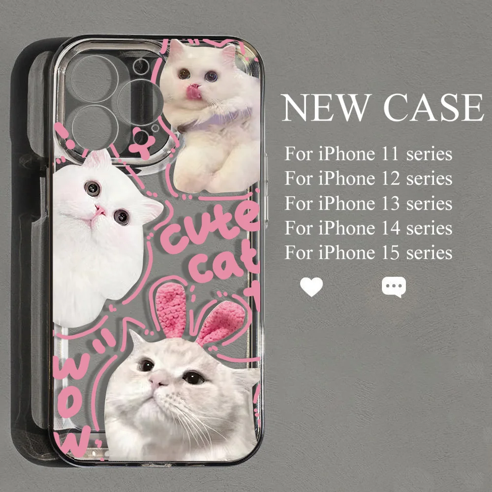 Funda de teléfono pintada con gato de silicona para iPhone 17 16 Pro Max 11 13 14 15 12 XR X Xs 7 8 Plus SE Air 17promax Funda a prueba de golpes