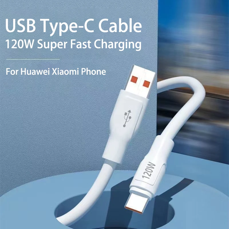 Cable de carga súper rápida tipo C para teléfono móvil, cable de transferencia de datos USB C, 120W, 6A, para Xiaomi, Poco, Samsung, Huawei P60, P50 - imagen 3