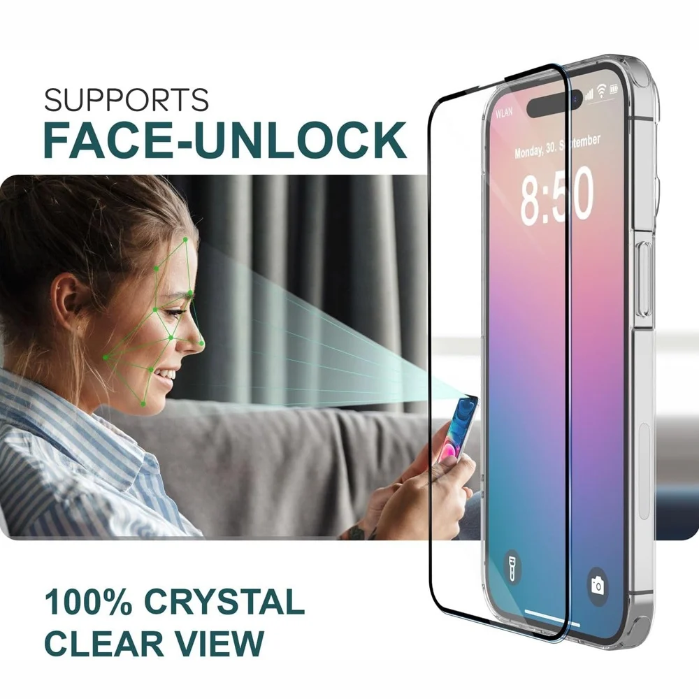 3+1 Vidrio Templado Para iPhone 17 16e 16 15 14 13 Pro Max Protectores de Pantalla IPhone 16 15 14 Plus Película Protectora iPhone 11 13 12 Mini Película iPhone 16e película para de cámara iPhone16 Glass - imagen 2