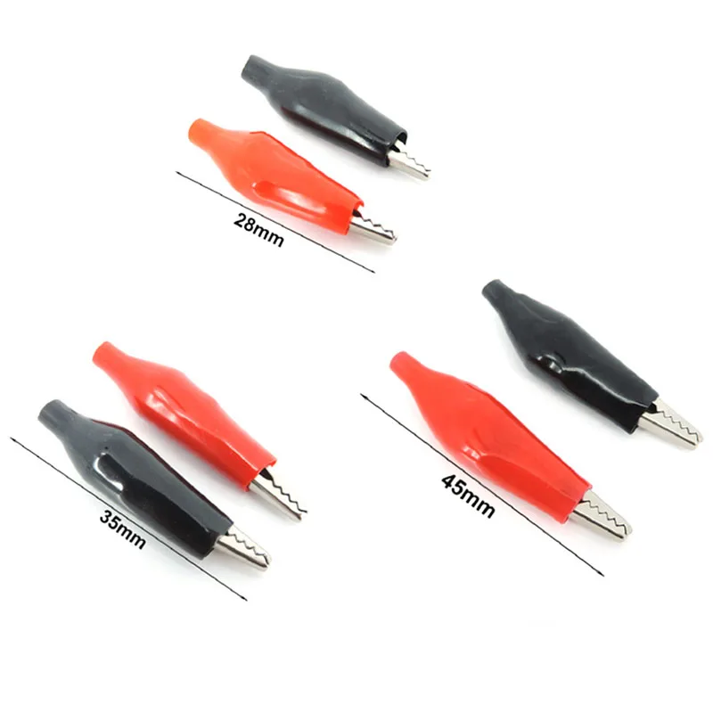 1 par de cables de cocodrilo de 28mm/35mm/45mm, Clip de prueba de cocodrilo para cable de puente eléctrico - imagen 3