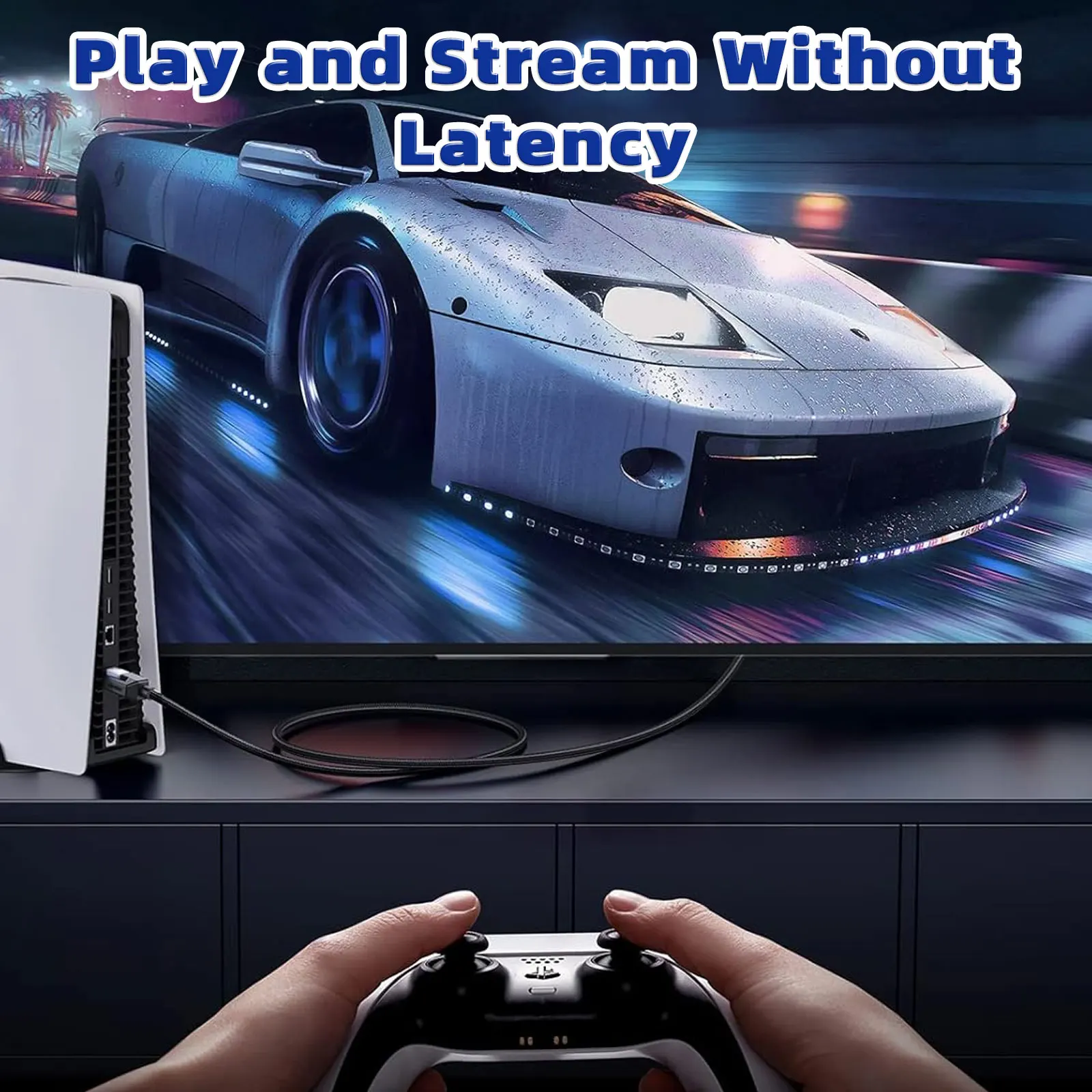 Cable Ethernet CAT8 40Gbps Nylon trenzado red parche Lan Cable para PC módem portátil PS 5 enrutador RJ45 Cable plano Ethernet Cat 8 - imagen 2