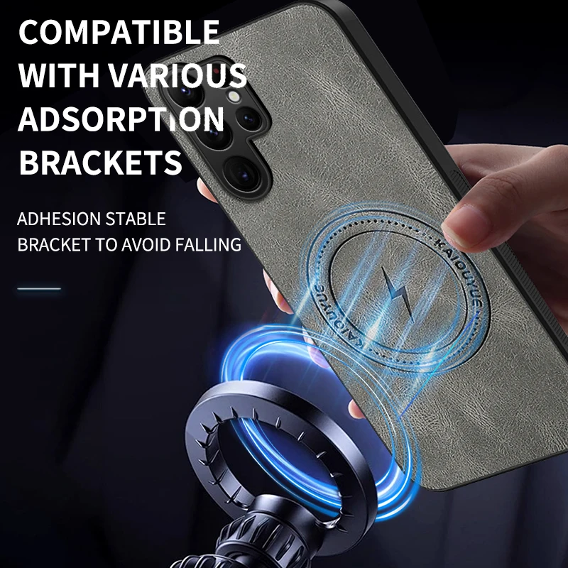 Funda de cuero magnética para Samsung Galaxy S25 FE S24 S23 S22 S21 Ultra Plus Edge, carcasa protectora completa para cámara Mag-safe - imagen 4