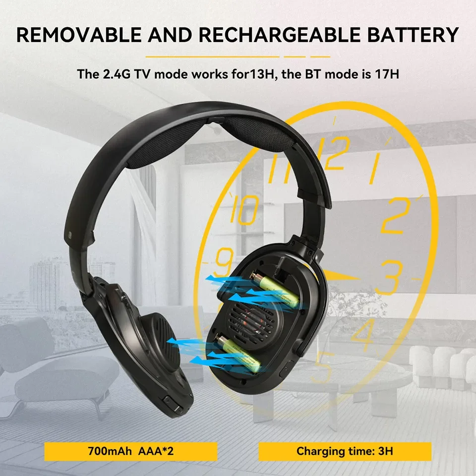 Auriculares inalámbricos con Bluetooth para teléfono móvil, auriculares con Base multifunción, función de ahorro recargable, ordenador y TV - imagen 4