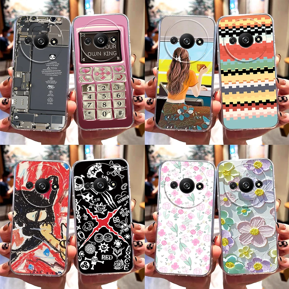 Funda de TPU con patrón elegante para teléfono móvil, carcasa transparente de silicona suave para Xiaomi Redmi A3 4G, 2024