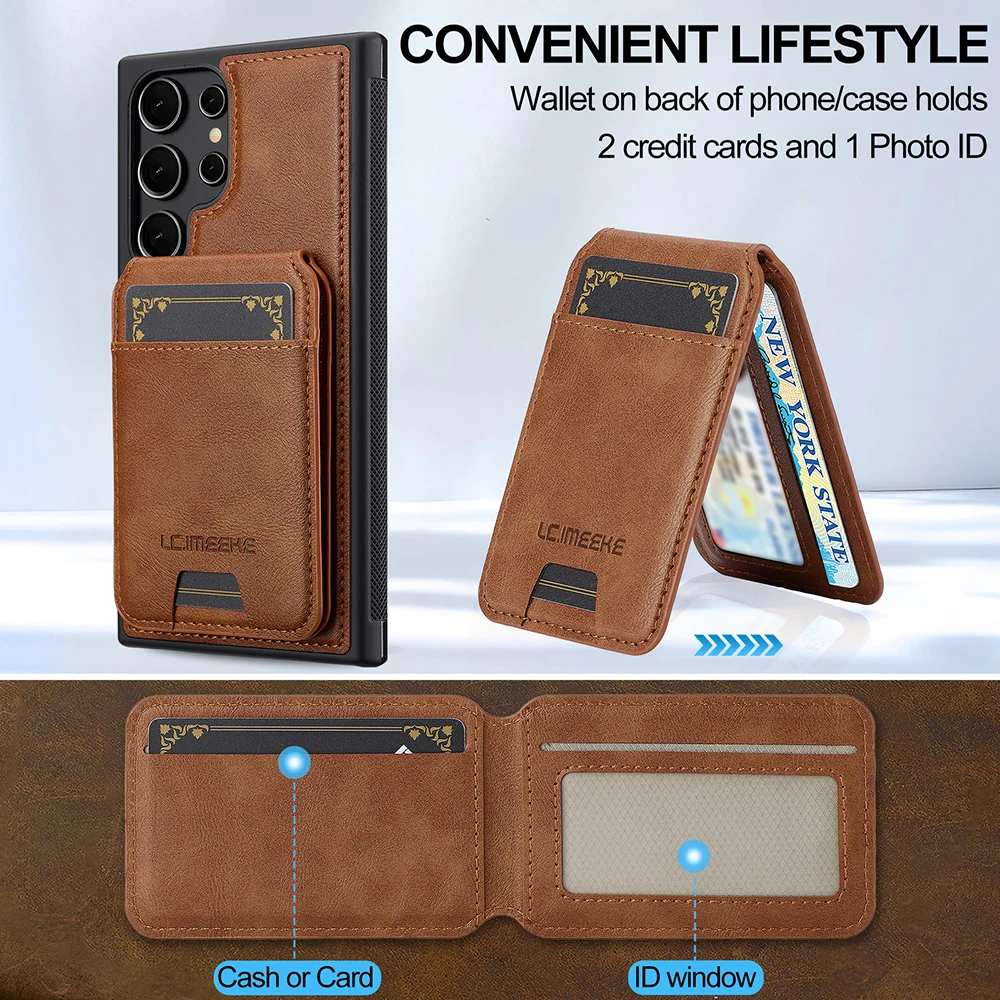 Funda magnética con bolsillo para tarjetas para Samsung Galaxy S25 S24 S23 S23 S22 Ultra Plus FE, funda Mag-safe con soporte, billetera, blindaje Rfid - imagen 5