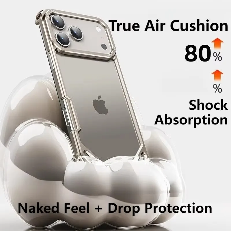 For iPhone 17 16 15 Pro Max 17Air Aviation Aluminum Alloy Frame Bumper Phone Case Metal Frameless Hollow Heat Dissipation Cover - imagen 4