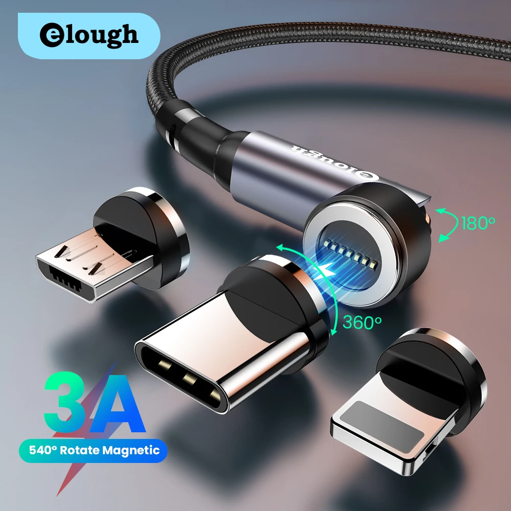 Elough 540 Cable magnético 3A Cable Micro USB tipo C de carga rápida para iPhone Xiaomi Samsung cargador magnético Cable de datos de teléfono - imagen 2