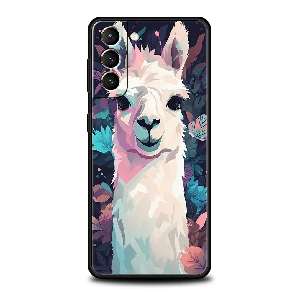 Funda de teléfono para Samsung Galaxy S24 S23 S22 Ultra S20 S21 FE 5G S10 S9 Plus S10E S8 S7 Edge, funda suave Kawaii Alpaca encantadora - imagen 5