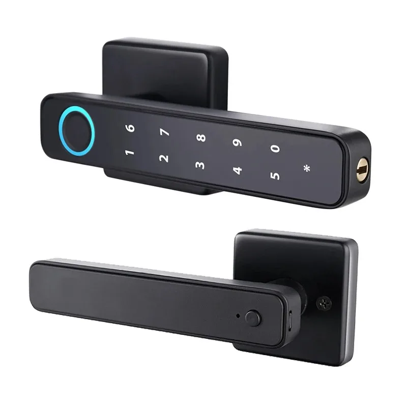 Tuya-cerradura de puerta electrónica inteligente con huella dactilar, cerrojo de un solo pestillo, llave de perno muerto/contraseña/desbloqueo por aplicación para puerta interior de madera/Metal - imagen 5