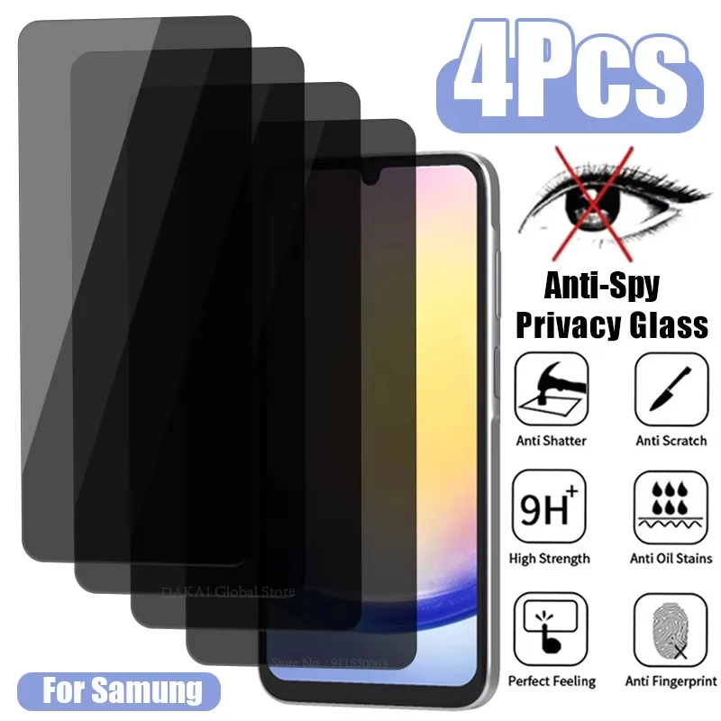1-4 Uds Protector de pantalla de privacidad para Samsung S25 S24 Ultra S23 S22 S21 S20 FE A56 A36 A26 A55 A54 A53 A33 A15 A13 vidrio antiespía - imagen 2
