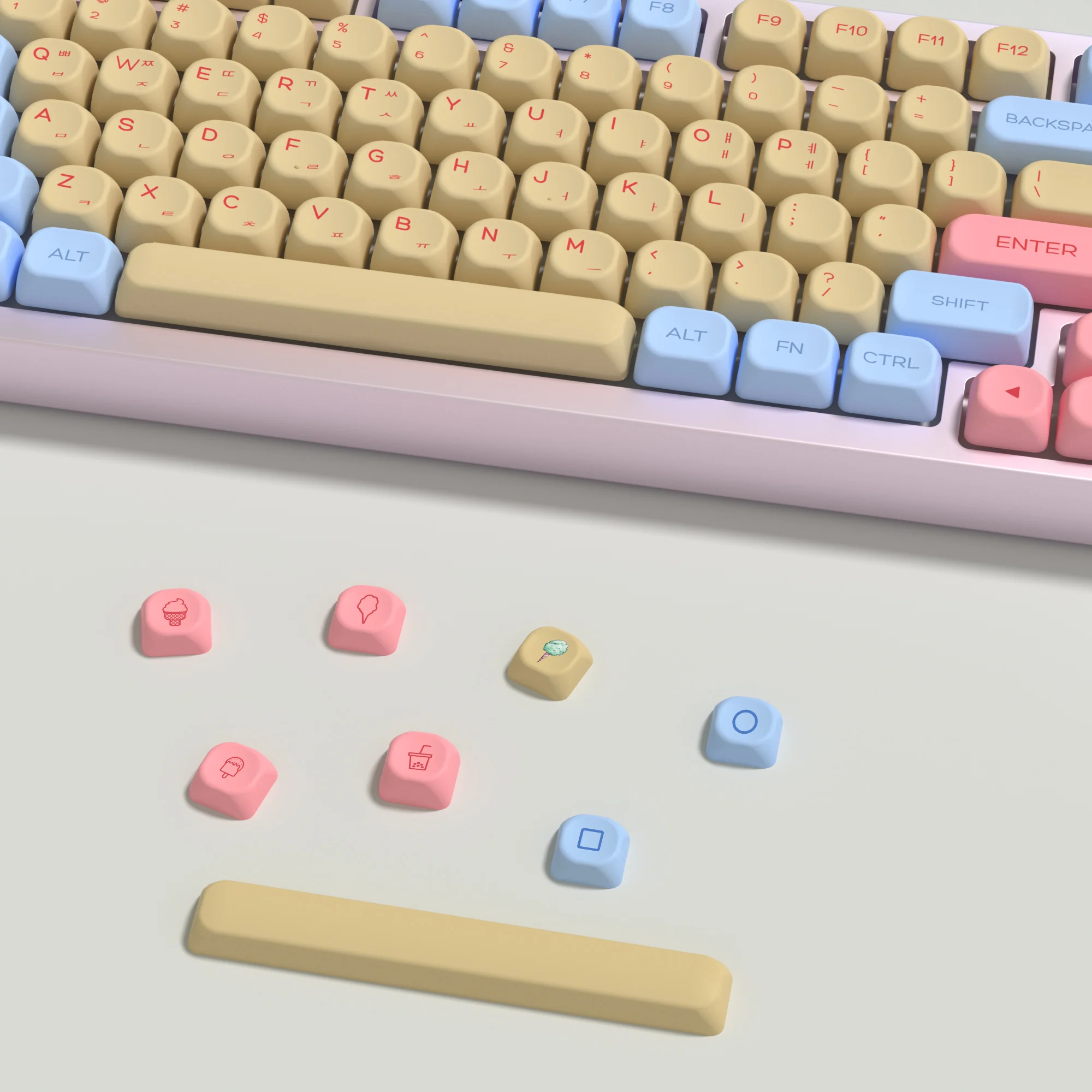 KBDiy Marshmallow coreano Keycap MAC ISO KOA perfil Retro PBT Keycaps para ACE68 Rainy 75 DIY Teclado mecánico para jugar teclas aula F87 F108 F99 Pro raven68 mad 60he 68he ajazz ak820 pro 60 ACE60 ACE68 RAINY75 AK74 g - imagen 3