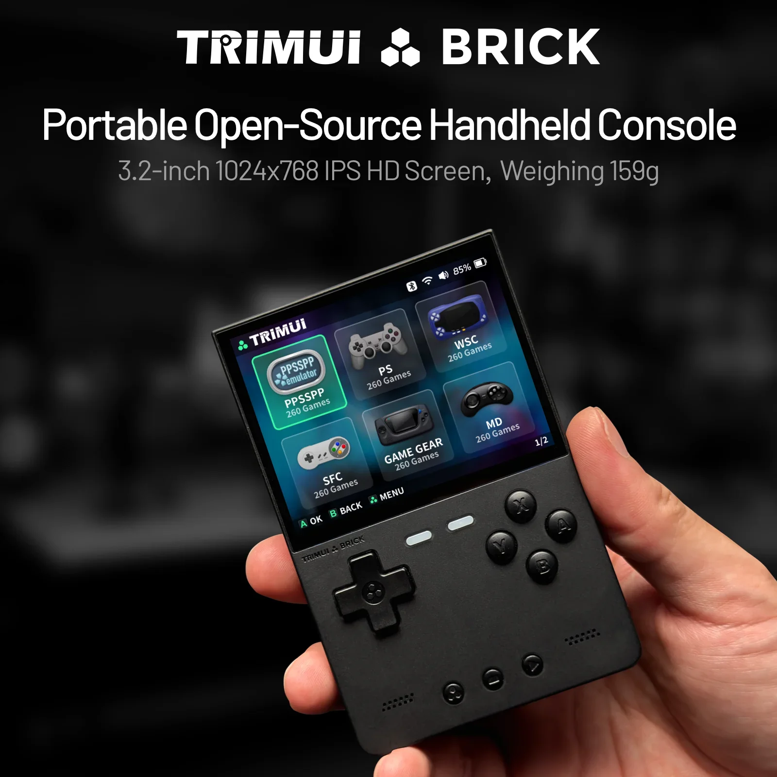 Consola de juegos portátil TRIMUI BRICK, pantalla IPS de 3,2 pulgadas, sistema Linux A133P, Trimui UI, tecla de Panel trasero de Metal, iluminación LED, teclas gratuitas - imagen 4