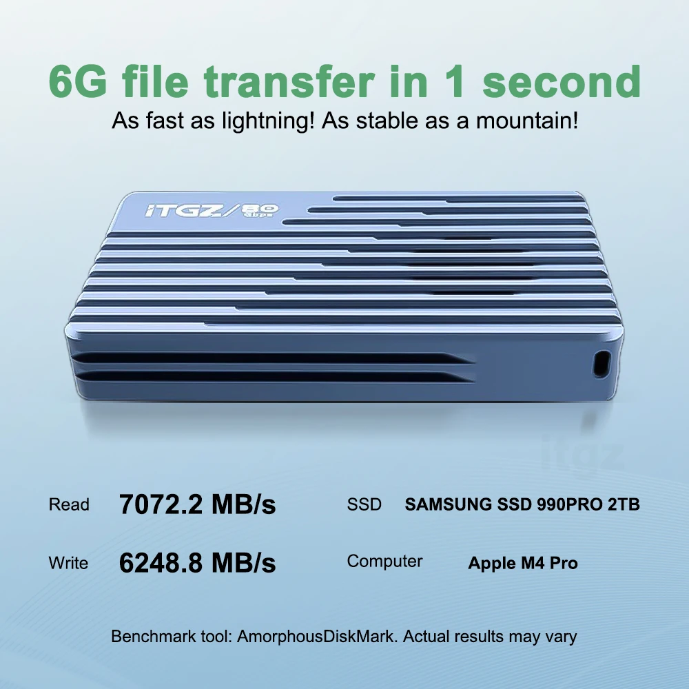 ITGZ 80Gbps Thunderbolt 5 M.2 NVMe SSD carcasa con ventilador de refrigeración JHL9480 Chip para Thunderbolt 5/4/3 M.2 NVMe PCIE 5 para Mac/PC - imagen 3